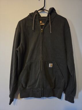 Carhartt Hooded Zip-Up Sweatshirt in Dark Olive